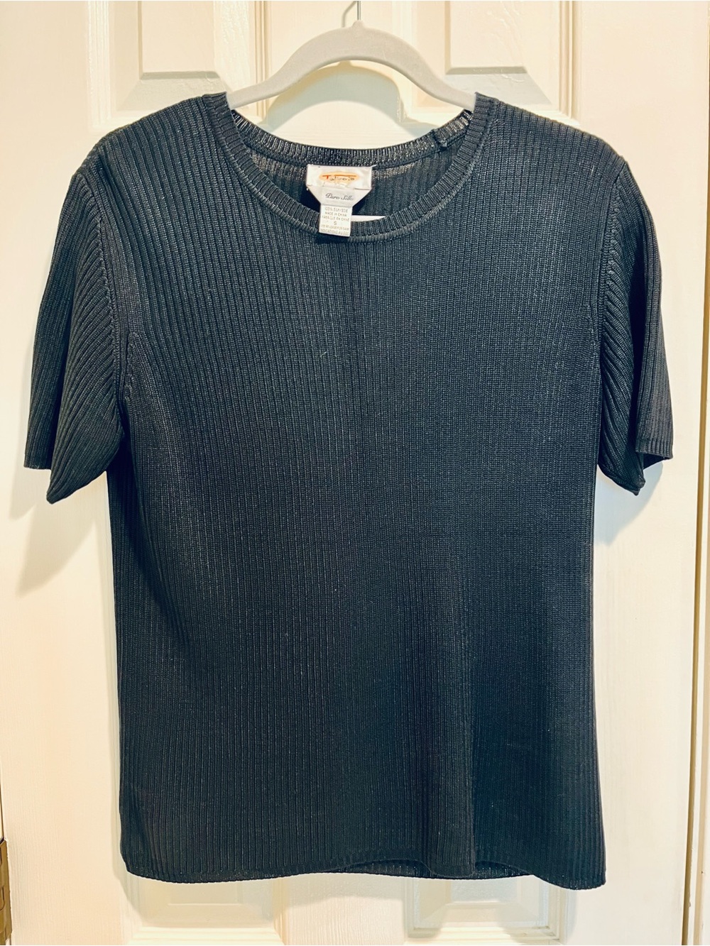 Talbots Black Silk Short-Sleeve Crewneck - Picture 1 of 4
